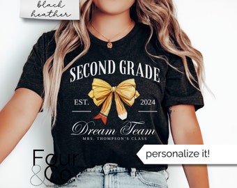 パーソナライズされた2年生教師シャツ、ドリームチームTシャツ