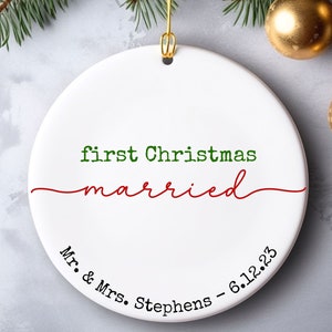 Mr and Mrs Christmas Ornament, Personalized Wedding Gift, First Christmas Married Ornament 2023, Newlywed Gift, Our First Christmas Ornament