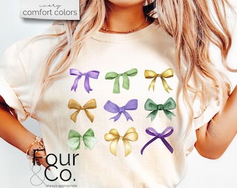 Mardi Gras Coquette Shirt, Mardi Gras Bows Shirt, Mardi Gras Comfort Colors® Shirt