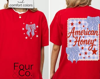 American Honey Shirt, July 4th Bow Shirt, July 4th Coquette