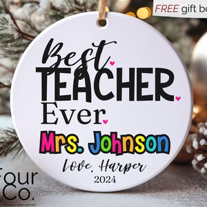 Personalized Teacher Ornament, Thank You Teacher Ornament, Teacher Christmas Ornament