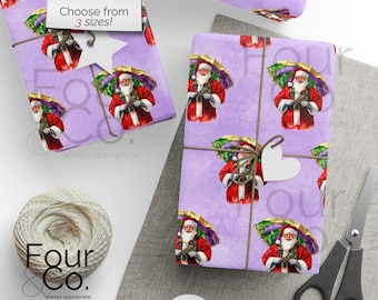 Cajun Christmas Wrapping Paper, Mardi Gras Wrapping Paper, Cajun Santa Wrapping Paper