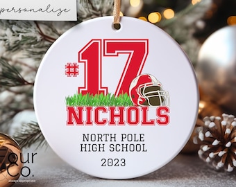 Personalized Football Ornament, Custom Sports Gift, Ceramic Ornament