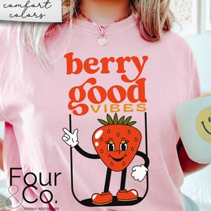Retro Erdbeer Shirt, Obst Shirt, Beere Good Vibes Erdbeere TShirt