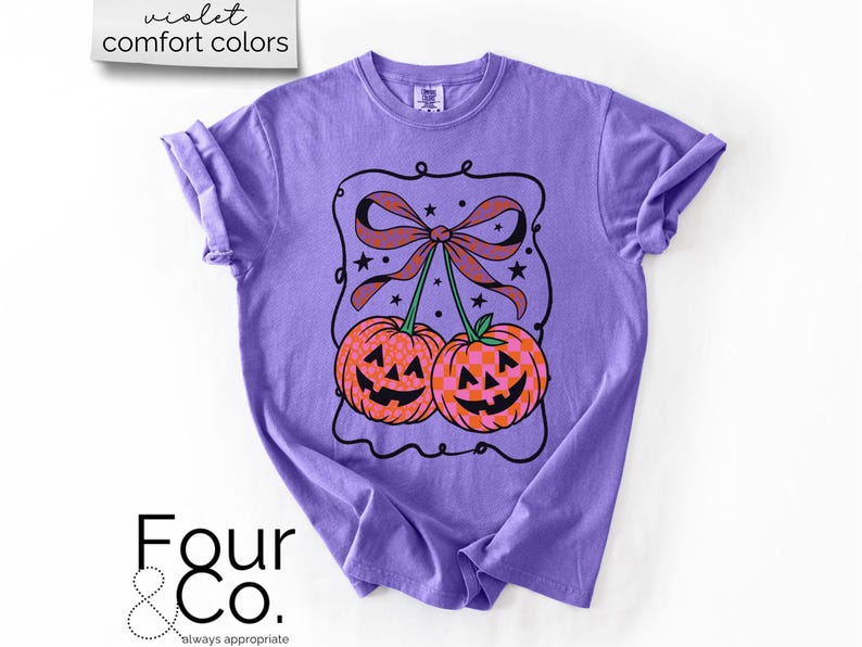 Comfort Colors® Halloween-tröja, pumpa-körsbär-tröja, kokett Halloween-tröja bild 5