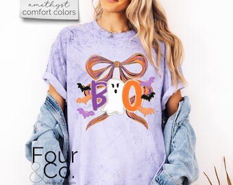 Camisa de Halloween, Camisa con lazo Boo, Camisa de Halloween Coquette