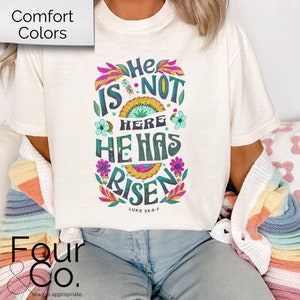 He is Not Here He Has Risen Shirt, Womens Easter Shirt, Scripture Shirt, Bible Verse Shirt for Easter, Good Friday T-Shirt, Church Shirt