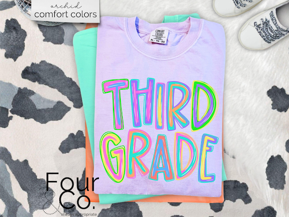 Comfort Colors® 3rd Grade Teacher Shirt, Colorful 3rd Grade Shirt