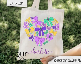 Personalized Bead Bag, Custom Mardi Gras Tote, Mardi Gras Coquette Tote