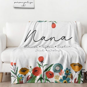 Personalized Grandma Blanket, Gift for Grandparent, Mothers Day Gift, Mimi Blanket, Nana Blanket, Grammy Blanket, Gift from Grandchildren
