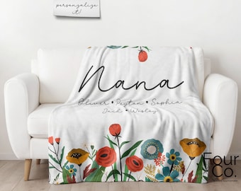 Personalized Grandma Blanket, Gift for Grandparent, Mothers Day Gift, Mimi Blanket, Nana Blanket, Grammy Blanket, Gift from Grandchildren
