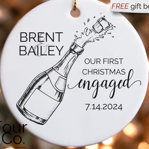 Personalized Engagement Ornament, First Christmas Engaged, Gift for Engaged