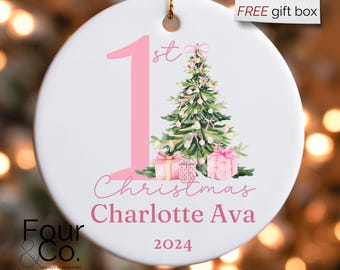 Baby's First Christmas Ornament, Personalized First Christmas Ornament, New Baby Girl Gift