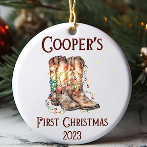 Personalized Baby&#39;s First Christmas Ornament, Keepsake Christmas Ornament, Ceramic Ornament, Baby&#39;s 1st Christmas, Bear Ornament