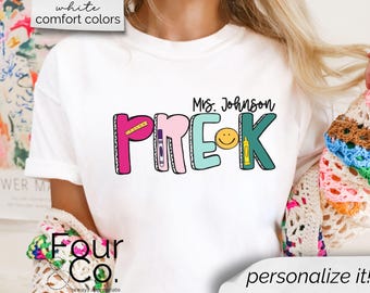 Camiseta de professor pré-escolar, camiseta de professor, agradecimento ao professor, camiseta pré-escolar