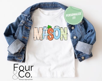 Personalized Easter Kids Shirt, Custom Name Monogram Tee