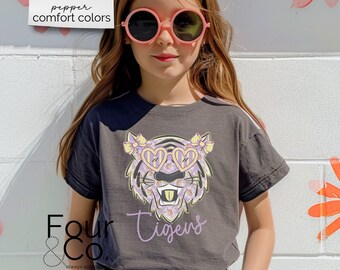 Chemise tigres fille, chemise tigres enfant, chemise mascotte école fille