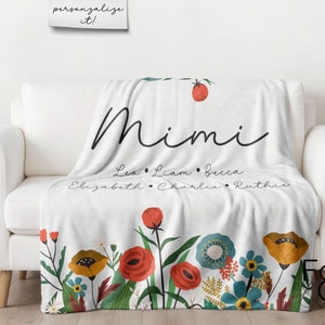 Grandma & Grandpa Blanket, Custom Name Blanket, Fleece, Sherpa, Minky Baby Blanket, Personalized Family Name Blanket, Birthday Vacation Gift