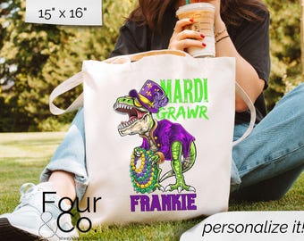 Mardi Gras Tote for Boys, Personalized Mardi Gras Bag, Bead Bag