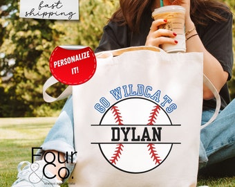Personalisierte Baseball Canvas Tragetasche, individueller Name