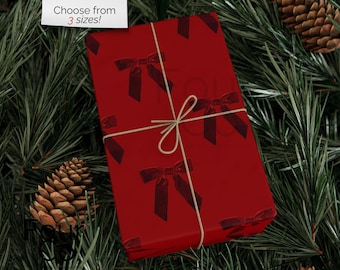 Christmas Bow Wrapping Paper, Red Christmas Paper