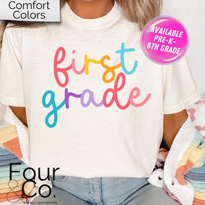 Colorful Grade Level Teacher Shirt, Comfort Colors Tee