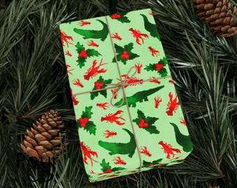 Louisiana Christmas Wrapping Paper, Crawfish Gift Wrap, Cajun Gift Wrapping Paper