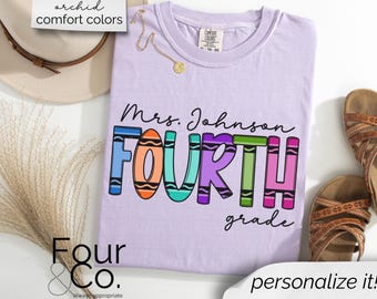 Personalized 4th Grade Teacher Shirt, Fourth Grade Teacher Shirt, Custom Grade Level Shirt