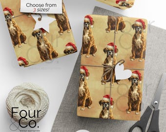 Boxer Dog Christmas Wrapping Paper, Dog Wrapping Paper, Brindle Boxer Gift Wrap