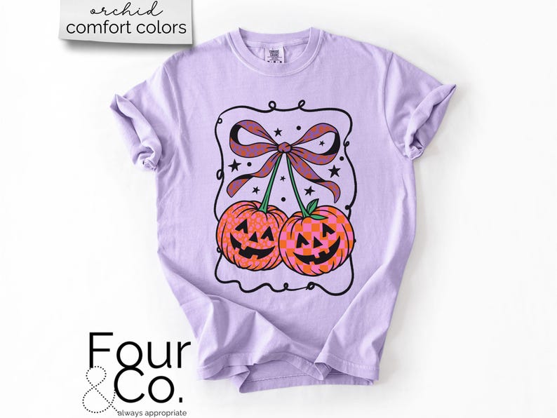 Comfort Colors® Halloween-tröja, pumpa-körsbär-tröja, kokett Halloween-tröja bild 6