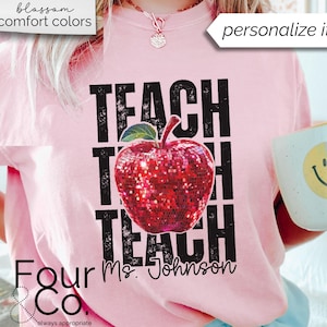 Disco Apple Teacher Shirt, Teach Shirt, Personalized Teacher Shirt
