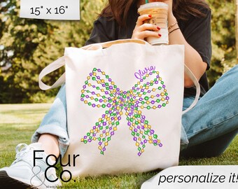 Mardi Gras Tote Bag, Mardi Gras Bead Bag, Custom Bead Bag