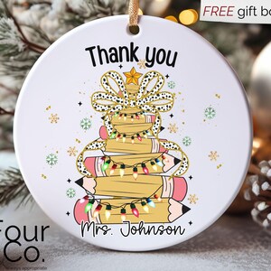 Personalized Teacher Ornament, Thank You Teacher Ornament, Teacher Christmas Ornament