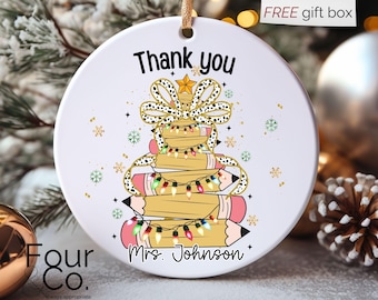 Personalized Teacher Ornament, Thank You Teacher Ornament, Teacher Christmas Ornament