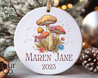 Personalized Mushroom Ornament, Mushroom Ornaments, Mushroom Ornament Christmas, Cottagecore Mushroom, mushroom gift