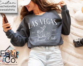 Sudadera de cuello redondo personalizada para despedida de soltera, Social Cocktail Club