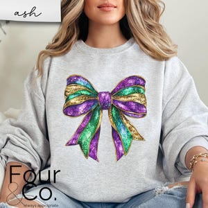 Felpa Mardi Gras, camicia con fiocco Mardi Gras, maglione Coquette Mardi Gras