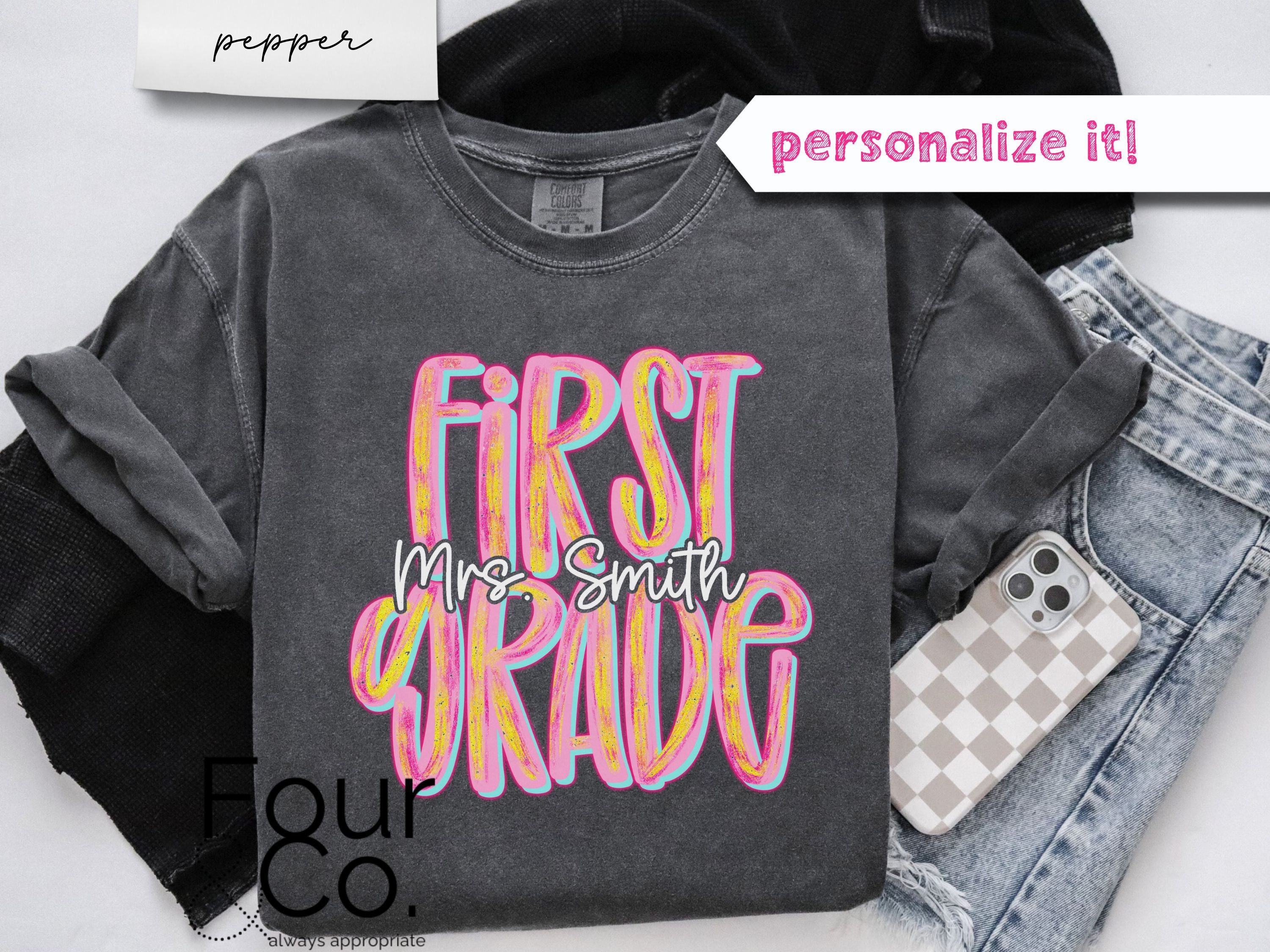 Personalized 1st Grade Teacher Shirt, First Grade Teacher Shirts, Custom Teacher Shirt