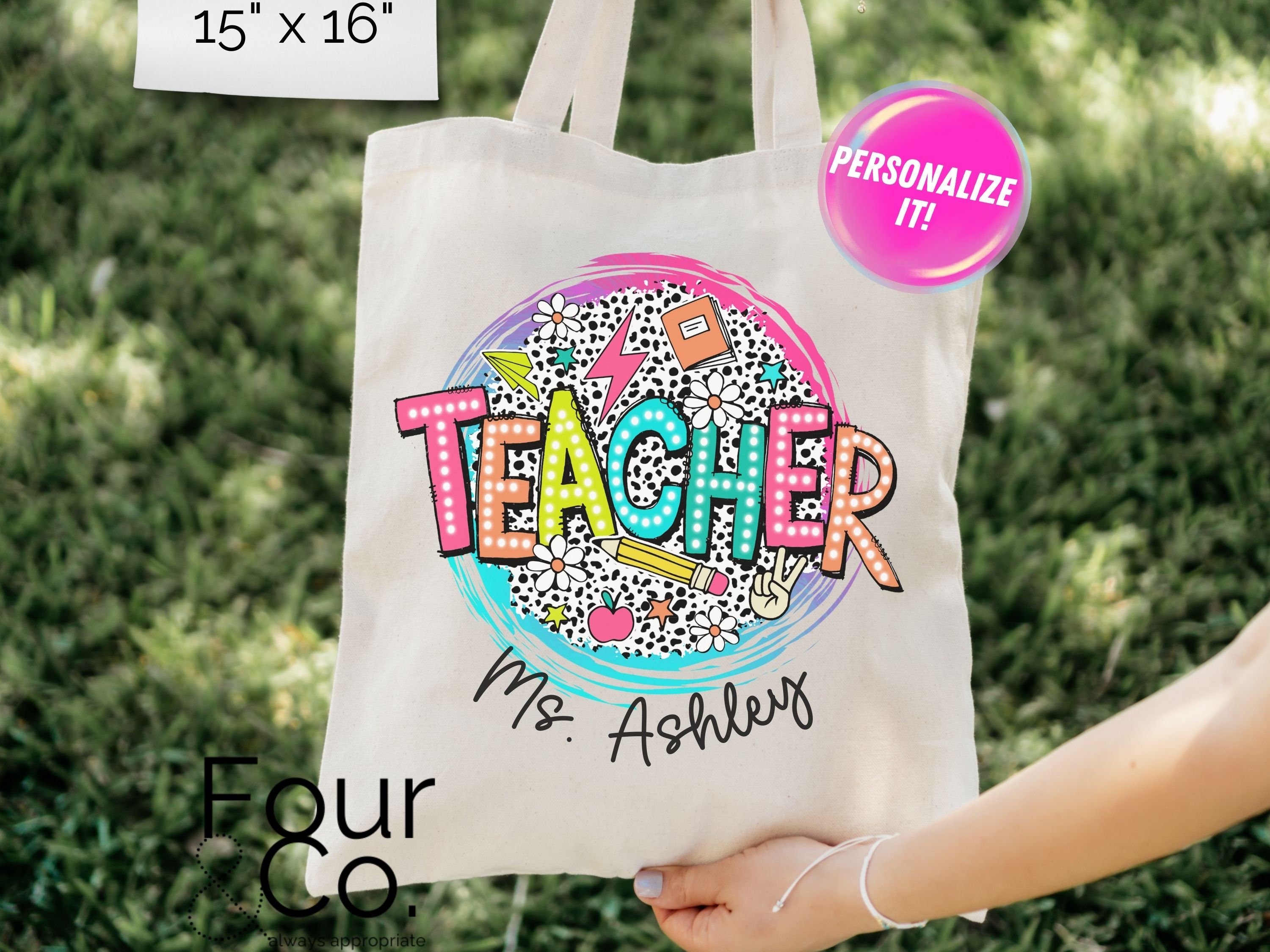 Personalized Teacher Tote, Personalized Back to School Teacher Tote Bag ...