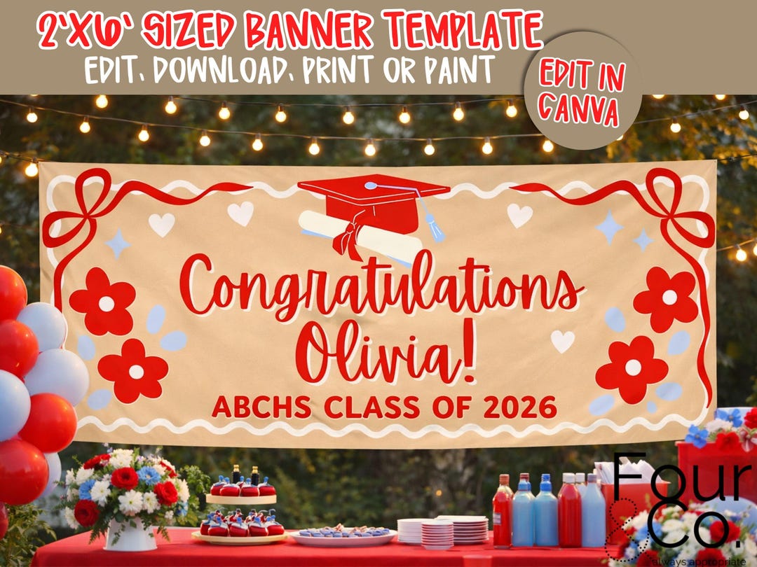Spring Graduation Banner Graduation Banner, Graduation Banner Template Digital Download - Etsy