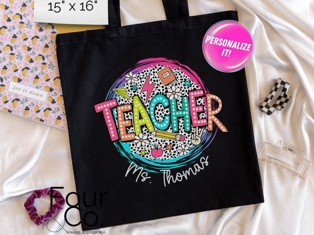 Personalized Teacher Tote Bag, Back to School Cotton Canvas Tote - Etsy