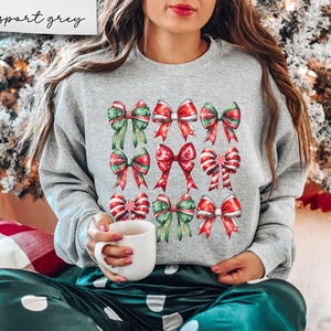 Christmas Bows Sweatshirt, Christmas Coquette Sweatshirt