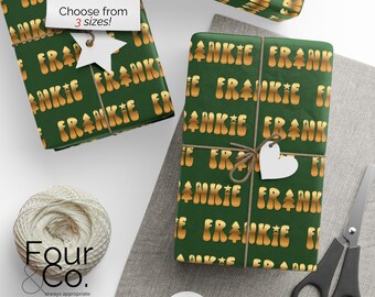 Kids Name Christmas Paper, Custom Name Gift Wrap