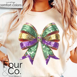 Camicia Mardi Gras, Felpa con fiocco Mardi Gras, Coquette Mardi Gras