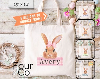 Personalized Easter Tote, Bunny Design, Custom Boys Gift