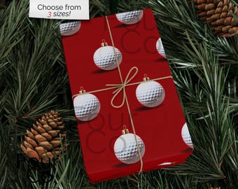 Golf Balls Christmas Wrapping Paper, Golf Christmas Gift Wrap