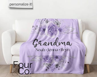 Personalized Grandma Blanket, Gift for Grandparent, Mothers Day Gift, Mimi Blanket, Nana Blanket, Grammy Blanket, Gift from Grandchildren