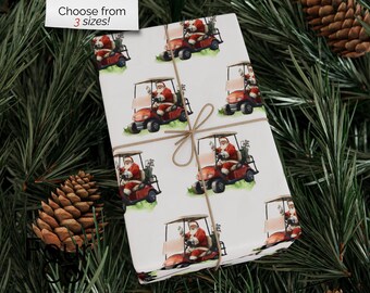 Christmas Golf Santa Wrapping Paper, Holiday Gift Wrap
