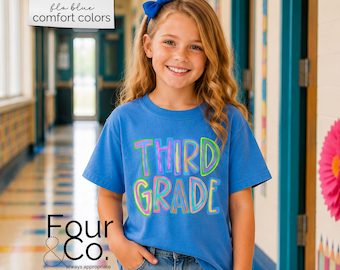 Shirt voor meisjes 3e leerjaar, kleurrijk kindershirt 3e leerjaar