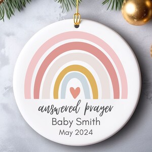 Rainbow Baby Ornament, Baby Girl Ornament, baby birth stats ornament, baby keepsake, newborn gift, personalized baby ornament
